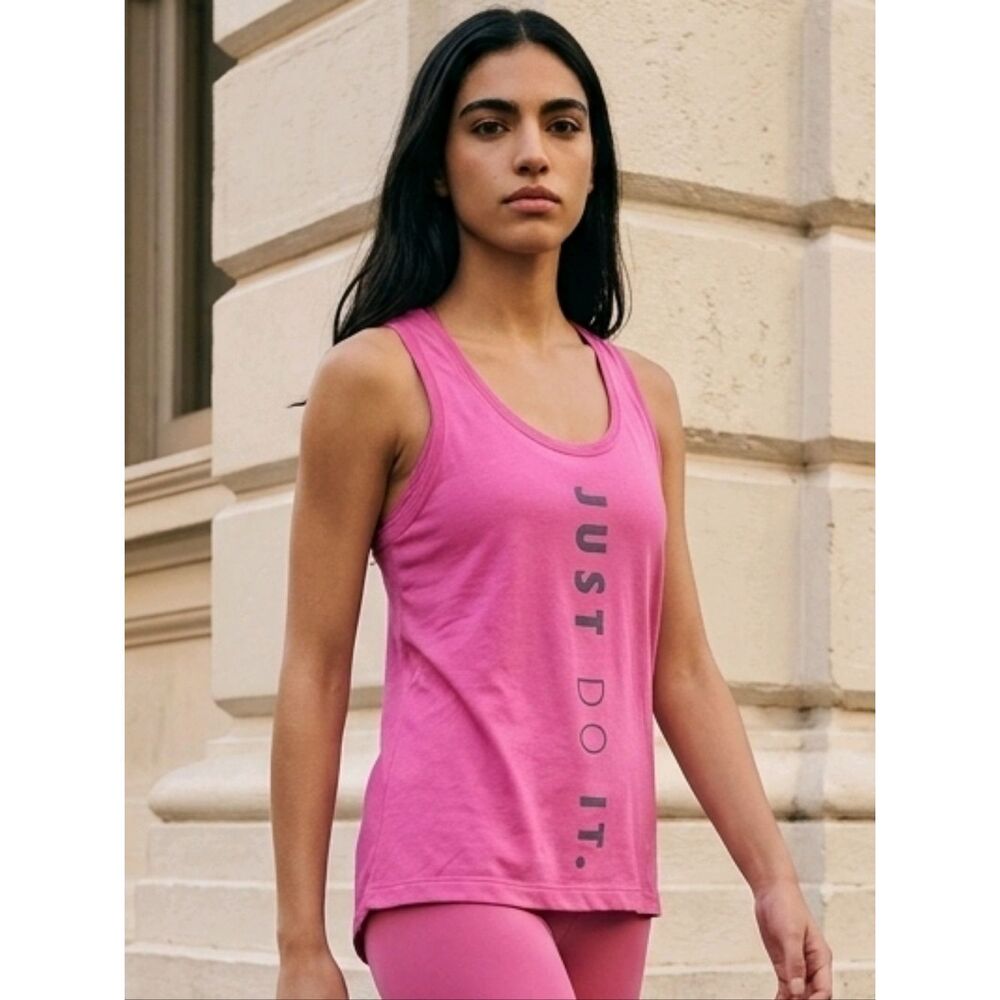 Nike Just Do It dri-fit athletic tank top XS Sleeveless Racerback Loose Pink Tee